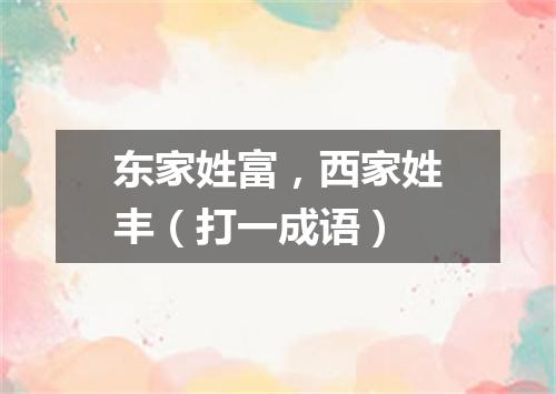 东家姓富，西家姓丰（打一成语）