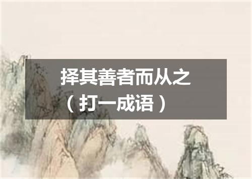择其善者而从之（打一成语）
