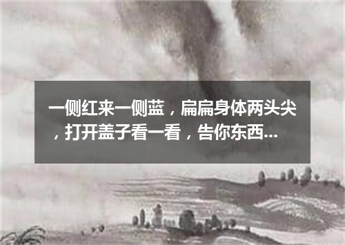 一侧红来一侧蓝，扁扁身体两头尖，打开盖子看一看，告你东西和南北。（打一工具）