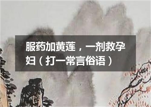 服药加黄莲，一剂救孕妇（打一常言俗语）