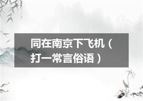 同在南京下飞机（打一常言俗语）