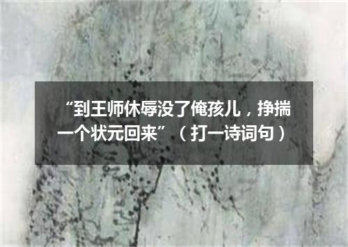 “到王师休辱没了俺孩儿，挣揣一个状元回来”（打一诗词句）
