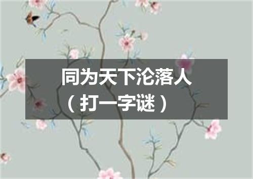 同为天下沦落人（打一字谜）