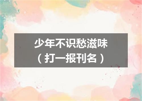 少年不识愁滋味（打一报刊名）