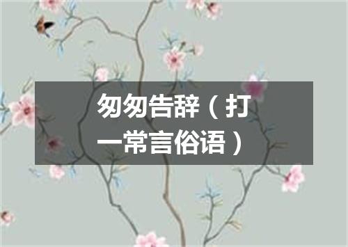 匆匆告辞（打一常言俗语）