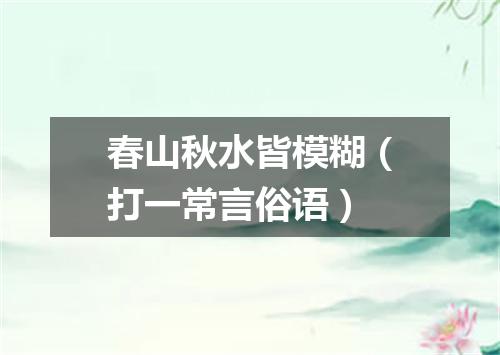 春山秋水皆模糊（打一常言俗语）
