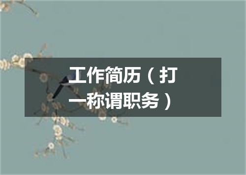 工作简历（打一称谓职务）