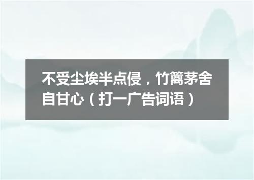 不受尘埃半点侵，竹篱茅舍自甘心（打一广告词语）
