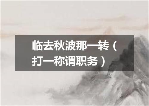 临去秋波那一转（打一称谓职务）