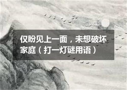 仅盼见上一面，未想破坏家庭（打一灯谜用语）