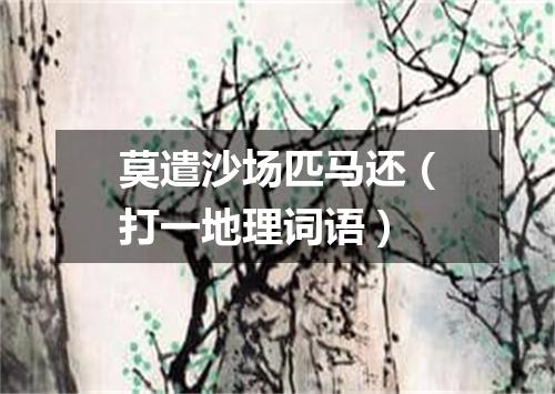 莫遣沙场匹马还（打一地理词语）