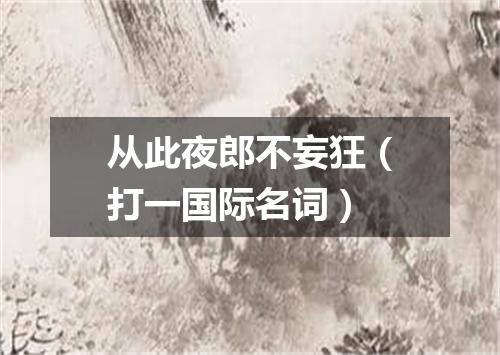 从此夜郎不妄狂（打一国际名词）