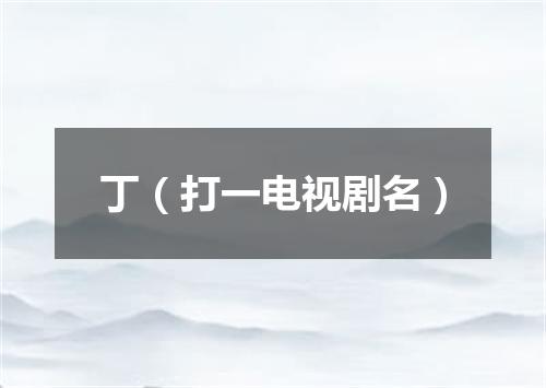 丁（打一电视剧名）