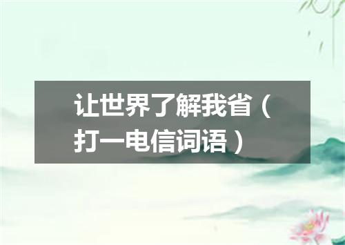 让世界了解我省（打一电信词语）