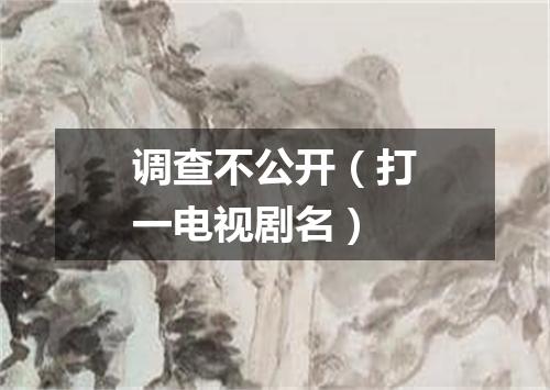 调查不公开（打一电视剧名）