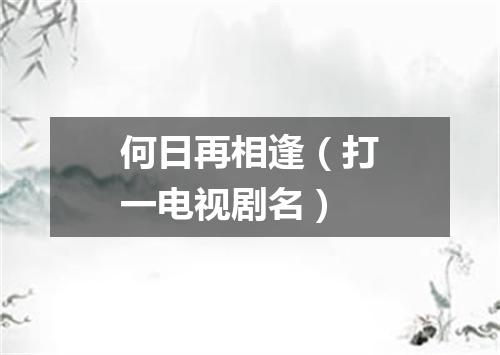 何日再相逢（打一电视剧名）
