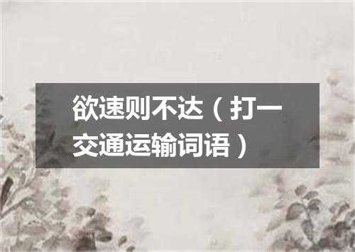 欲速则不达（打一交通运输词语）