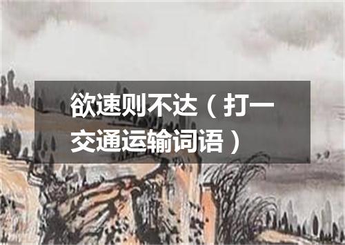 欲速则不达（打一交通运输词语）
