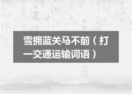 雪拥蓝关马不前（打一交通运输词语）