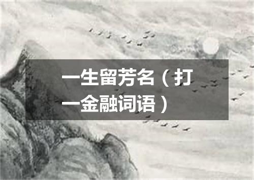 一生留芳名（打一金融词语）