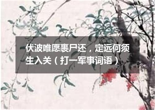 伏波唯愿裹尸还，定远何须生入关（打一军事词语）