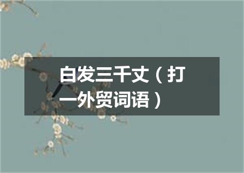 白发三千丈（打一外贸词语）