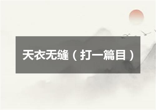 天衣无缝（打一篇目）