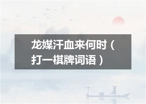 龙媒汗血来何时（打一棋牌词语）