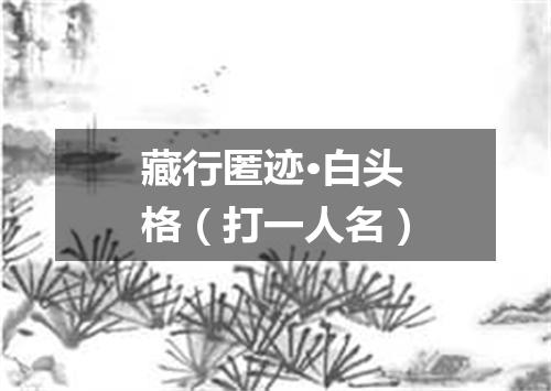 藏行匿迹·白头格（打一人名）
