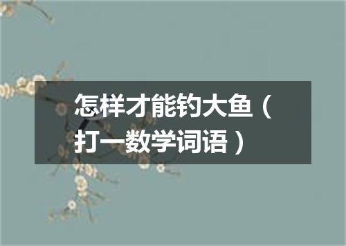 怎样才能钓大鱼（打一数学词语）