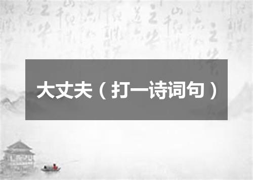 大丈夫（打一诗词句）
