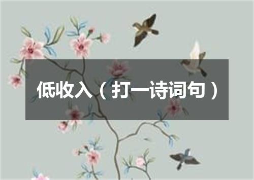低收入（打一诗词句）