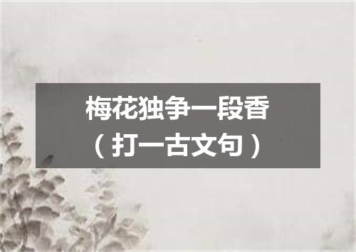 梅花独争一段香（打一古文句）