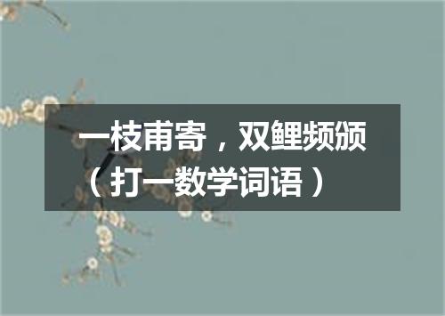 一枝甫寄，双鲤频颁（打一数学词语）