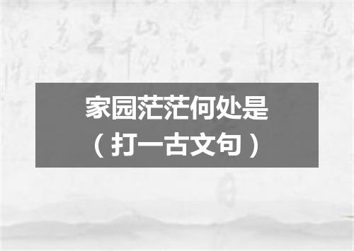 家园茫茫何处是（打一古文句）