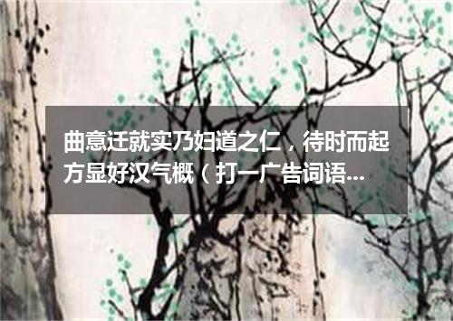 曲意迁就实乃妇道之仁，待时而起方显好汉气概（打一广告词语）