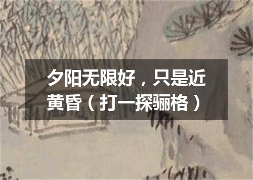 夕阳无限好，只是近黄昏（打一探骊格）