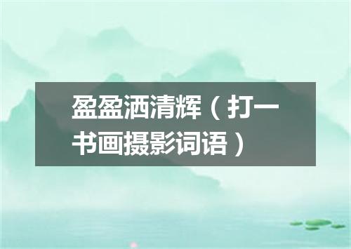 盈盈洒清辉（打一书画摄影词语）