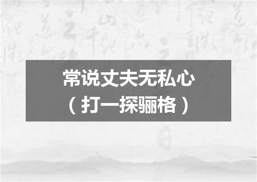 常说丈夫无私心（打一探骊格）