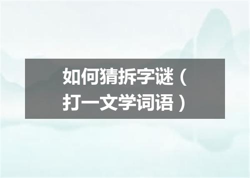 如何猜拆字谜（打一文学词语）