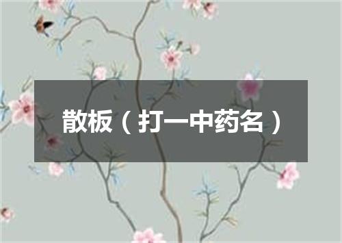 散板（打一中药名）