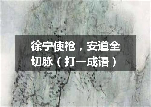 徐宁使枪，安道全切脉（打一成语）