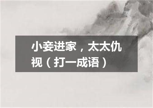 小妾进家，太太仇视（打一成语）