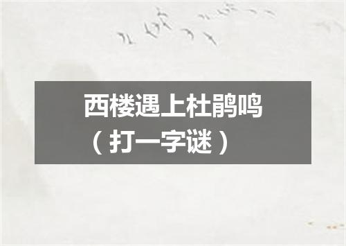 西楼遇上杜鹃鸣（打一字谜）