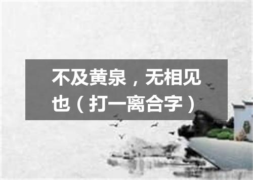 不及黄泉，无相见也（打一离合字）