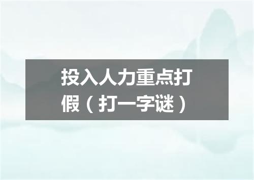 投入人力重点打假（打一字谜）