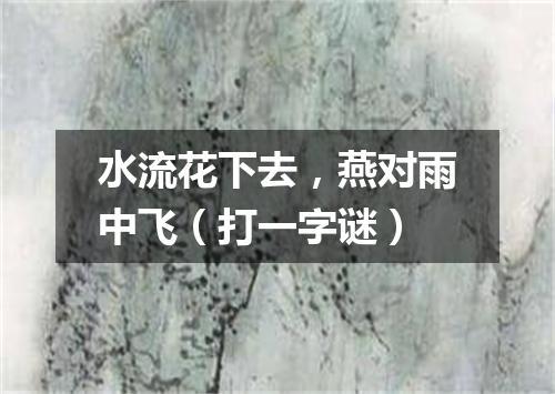 水流花下去，燕对雨中飞（打一字谜）