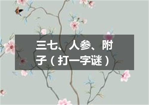 三七、人参、附子（打一字谜）