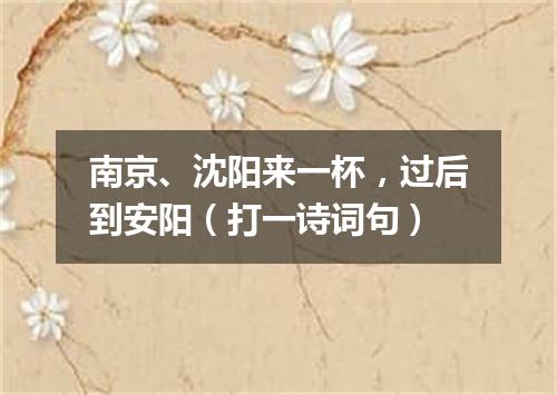 南京、沈阳来一杯，过后到安阳（打一诗词句）