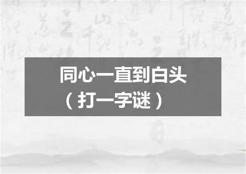 同心一直到白头（打一字谜）